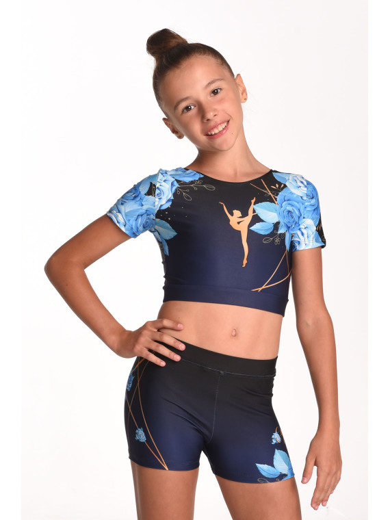 Crop Top Blue Rose