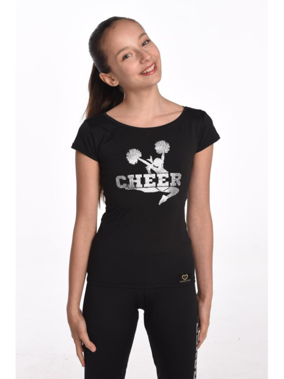 Glitzer-Pompon-T-Shirt